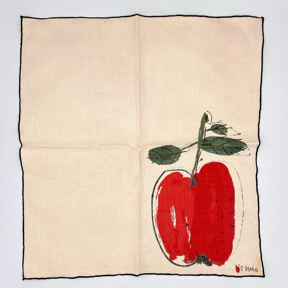 Vintage Vera Neumann Red Apple‎ Linen Cotton napkins Set of 4 - Picture 2 of 12